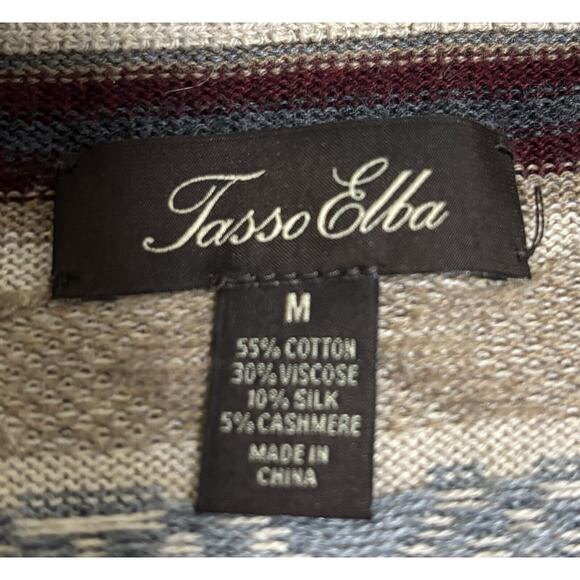 Tasso Elba Men's Sweater Size M Cotton Viscose Cashmere Silk Fair Aisle Nordic - Picture 8 of 12